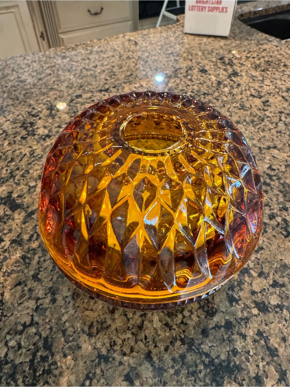 Amber Cut Glass Fairy Lamp